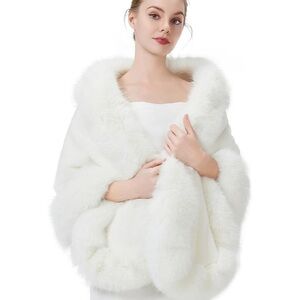 Amazon Women's White Faux Fur Cape
